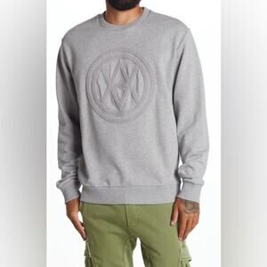 AMENDI ADRIAN LONG SLEEVE LOGO SWEATER / T-SHIRT IN GREY MELANGE SIZE XL